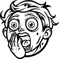 A glyph sticker of a frightened boy with shocking face vector