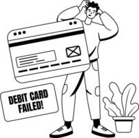 A glyph illustration of character having card error vector