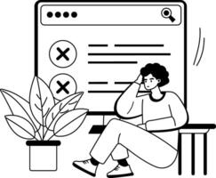 A glyph illustration of a character facing website error vector