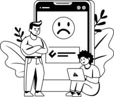 A glyph illustration of character angry at network issue vector