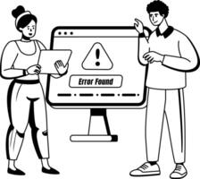 A glyph illustration of a character report error on a system vector