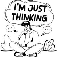 A glyph illustration of ruminating character vector