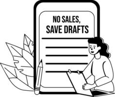 A glyph illustration of character checking saved drafts vector