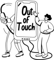 A character based glyph illustration of disconnected mobile vector