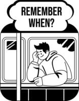 A glyph illustration of remembering character vector