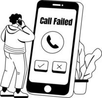 Call failed illustration of a character in glyph style vector