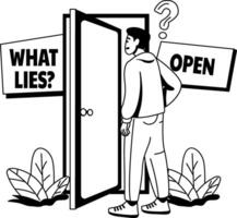 A glyph illustration of a character facing unknown fear vector