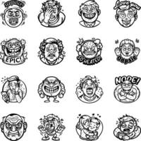 Bundle of Glyph Style Expression Stickers vector