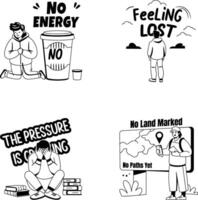 Pack of Glyph Style Sad Feelings Illustrations vector