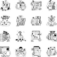 Set of Glyph Style Error State Illustrations vector