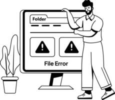 A glyph illustration of a character having file error vector