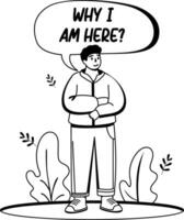 A glyph illustration of self questioning character vector