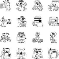 Set of Glyph Style Sad And Emptiness Feeling Illustrations vector