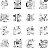 Collection of Glyph Style Service Error Illustrations vector