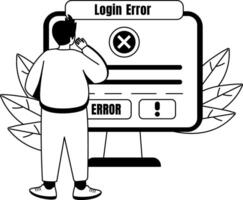 A glyph illustration of a character having login error vector
