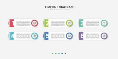 Modern Business infographic template with 6 options, steps, process chart. Can be used for workflow layout, diagram, annual report, web design vector