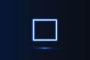 Neon Glow blue light geometric shape rectangle and shadow vector