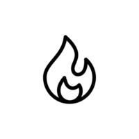 A black and white line drawing of a flame vector