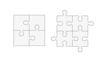 Puzzle Pieces pieces square 4x4. Game template set vector