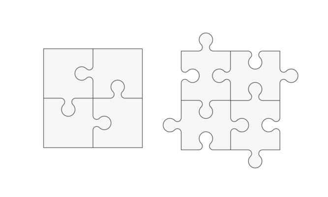 Puzzle Pieces pieces square 4x4. Game template set