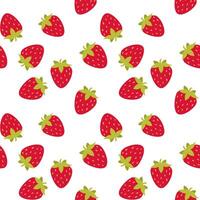 Strawberry berries simply pattern on white background vector