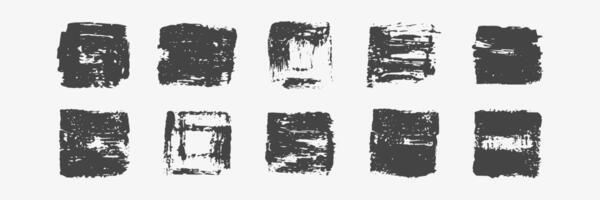 Set of grunge rectangles frames. Paintbrush background shapes on white vector