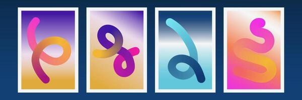 Set of Abstract Background with Curve, Wave and Squiggle Shapes Elements vector