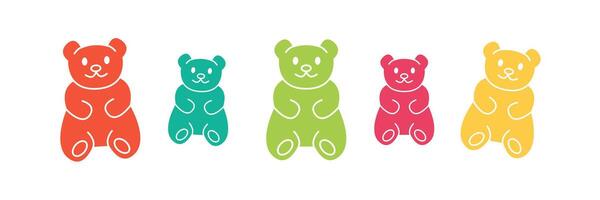Jelly bears candy. Cartoon confection colorful set vector