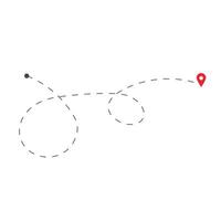 Route in dashed line trace. Travel Location. Map pins on white background vector