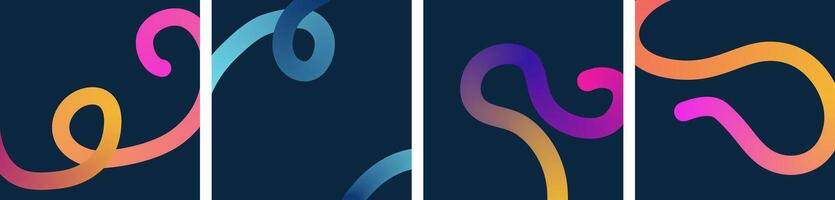 Neon Gradient Flowing Lines and Loops. Abstract Background with Curve, Wave and Squiggle Shapes Elements. vector