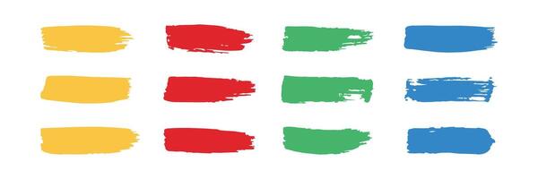 Grunge paintbrush stripes on white. Colorful hand drawn lines for speech bubble boxes vector