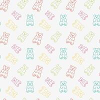 Gummy bears line icon pattern. Jelly candy seamless background vector