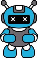 A blue robot with a black face and red eyes vector