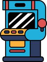A blue arcade game with a yellow button vector
