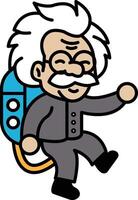 A cartoon of a man in a lab coat with a rocket on his back vector
