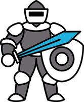 A cartoon character in a suit holding a sword and shield vector