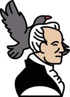 A man with a bird on his head vector