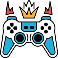 A game controller with a crown on top and flames coming out of it vector