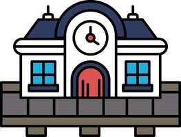 building with a door and a clock on the front vector
