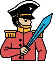 A man in a red uniform holding a sword vector