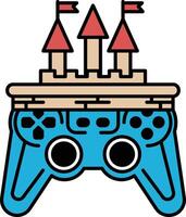 A blue controller with a castle on top of it vector