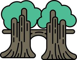 trees with a bridge in between them vector