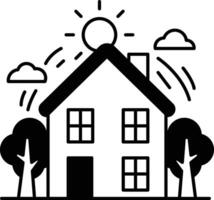house with a roof and trim sits in front of a tree vector