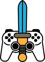 A game controller with a sword on top of it vector