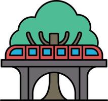 a train is crossing a bridge over a tree vector