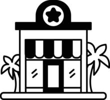 colorful building with a star on top and palm trees in the background vector