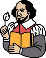 A man is holding a book and a leaf vector