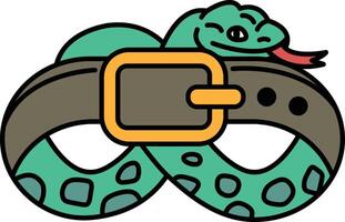 A snake is wearing a belt and smiling vector