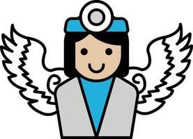 A cartoon of a woman with wings and a stethoscope vector