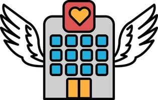 A building with wings and a heart on it vector